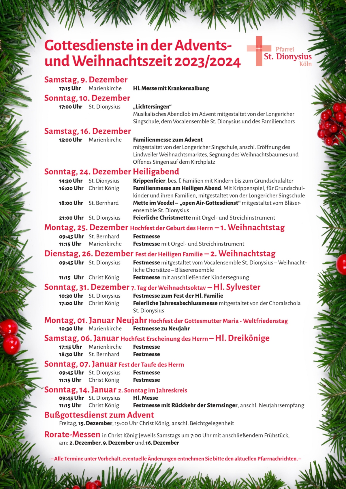 Plakat A3 Weihnachtsgottesdienste_2023_Final